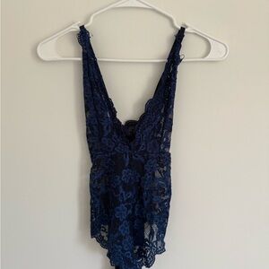 Chic Blue Lace Bodysuit
